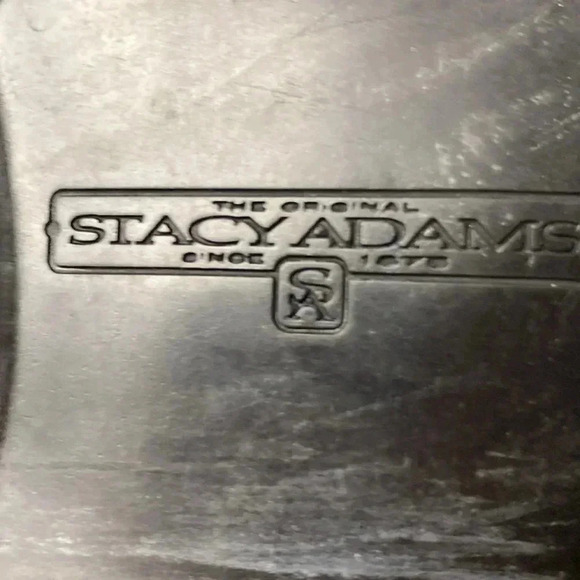 STACY ADAMS MENS SIZE 8 BLACK LEATHER LOAFER SHOES SILVER BUCKLE ACCENT - Picture 12 of 13